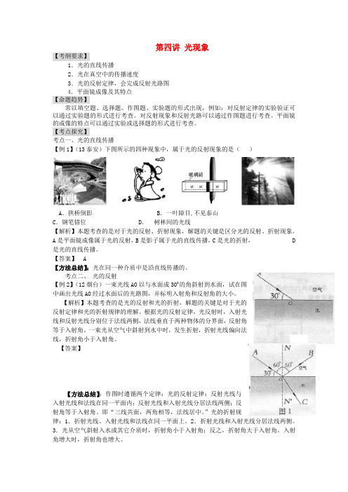 (中考全景透视)中考物理专题讲解 第四讲 光现象(含新题)