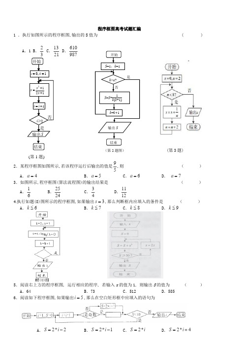 程序框图高考试题汇编