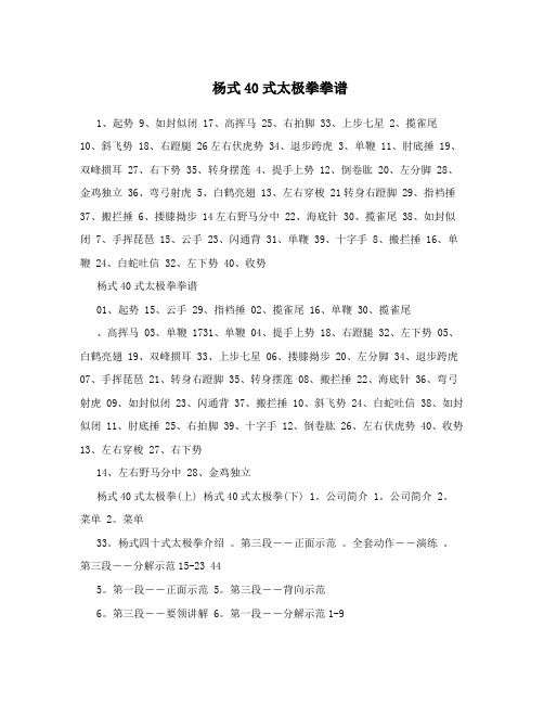 杨式40式太极拳拳谱