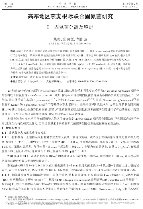 高寒地区燕麦根际联合固氮菌研究_固氮菌分离及鉴定