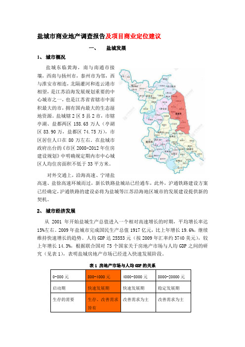 盐城市商业地产调查报告及项目商业定位建议