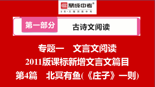 第一部分  专题一 初三语文2011版课标新增文言文篇目  第4篇 北冥有鱼(《庄子》一则)