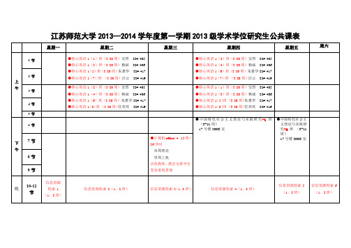 江苏师范大学2013-2014-1-13级全日制学术学位研究生公共课表及说明