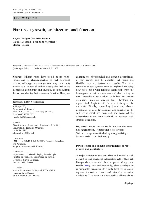 2009-plant root growth, architecture and function - Hodge