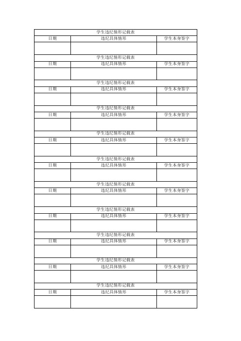 学生违纪情况记录表