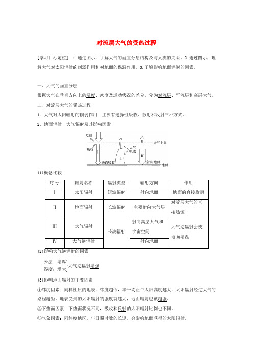 高中地理 第二章 第三节 对流层大气的受热过程(第1课时)导学案 湘教版必修1-湘教版高一必修1地理