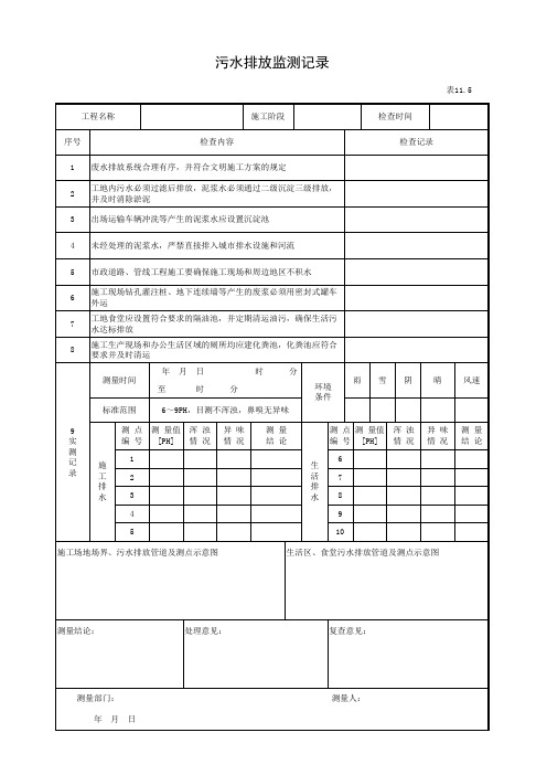 污水排放监测记录