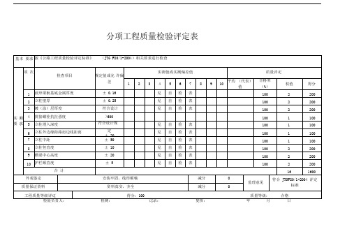 护栏分项评定表