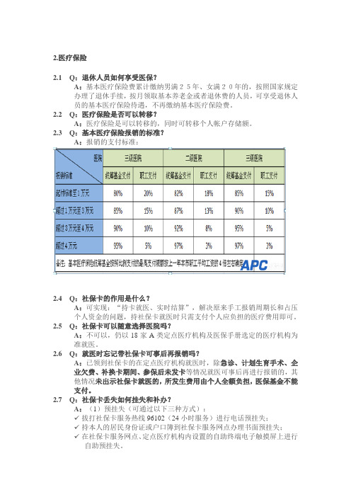 社保常见问题解答二(医疗保险)