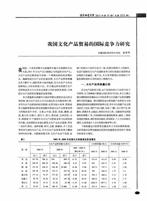 我国文化产品贸易的国际竞争力研究