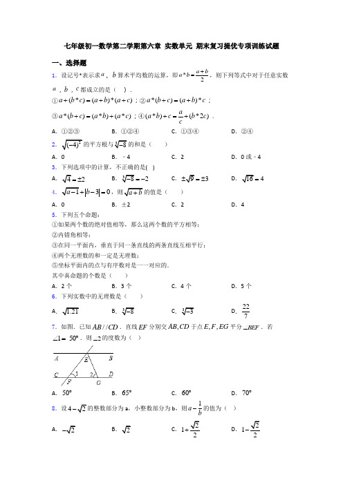 七年级初一数学第二学期第六章 实数单元 期末复习提优专项训练试题