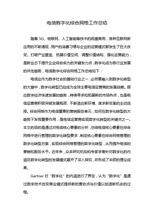 电信数字化综合网格工作总结
