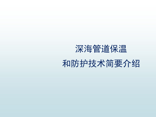 深海管道保温和防护技术简要介绍