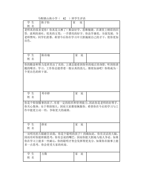 (62)班学生评语(已好)