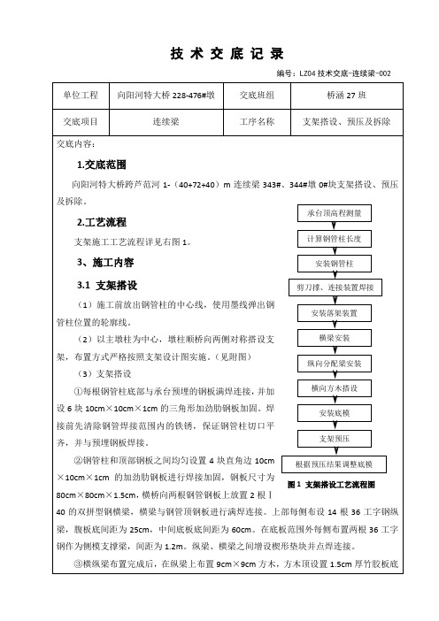 002连续梁0#块支架搭设、预压、拆除技术交底