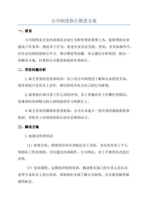 公司制度执行推进方案