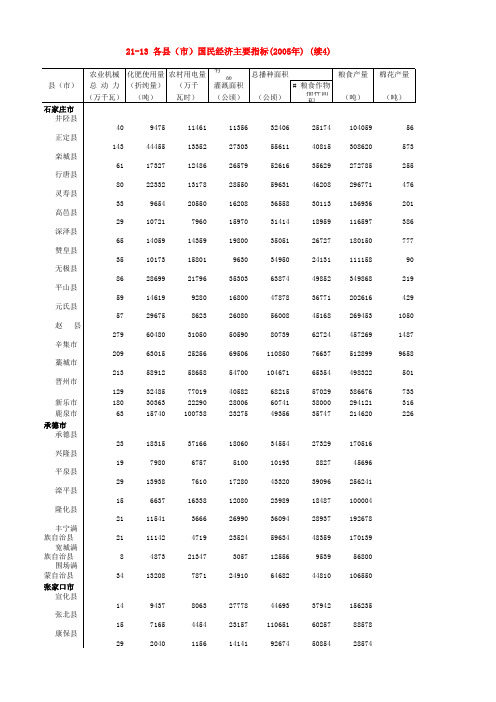 21-13 各县(市)国民经济主要指标(2005年) (续4)