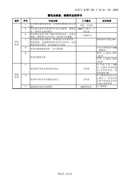 蓄电池检查、检修作业指导书