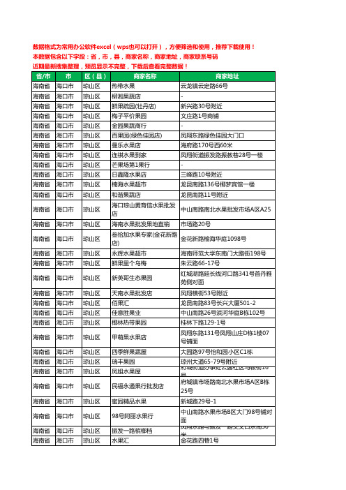 2020新版海南省海口市琼山区水果店工商企业公司商家名录名单联系电话号码地址大全182家