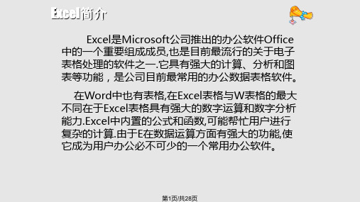 EXCEL入门基础教程PPT课件