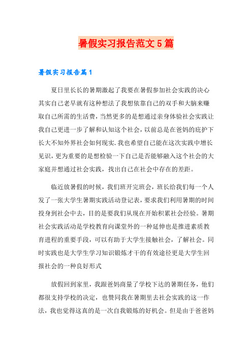 暑假实习报告范文5篇