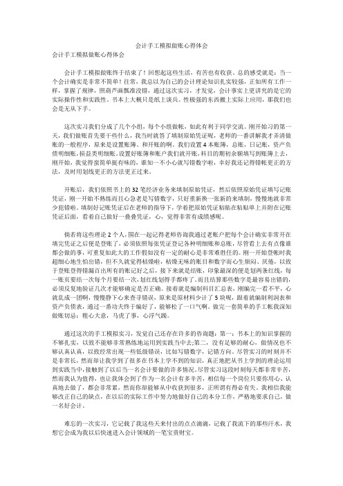 会计手工模拟做账心得体会