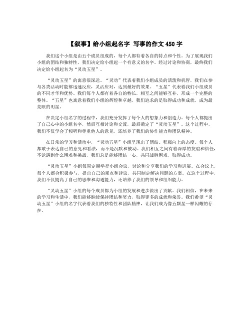 【叙事】给小组起名字 写事的作文450字