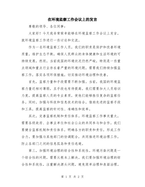 在环境监察工作会议上的发言