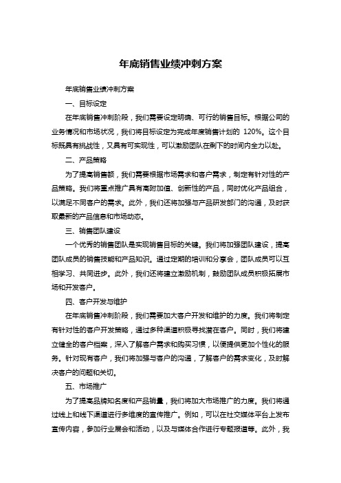 年底销售业绩冲刺方案 