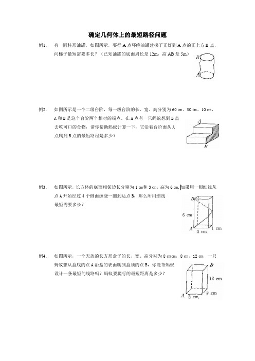 题型全。初中几何几何体上最短路径问题