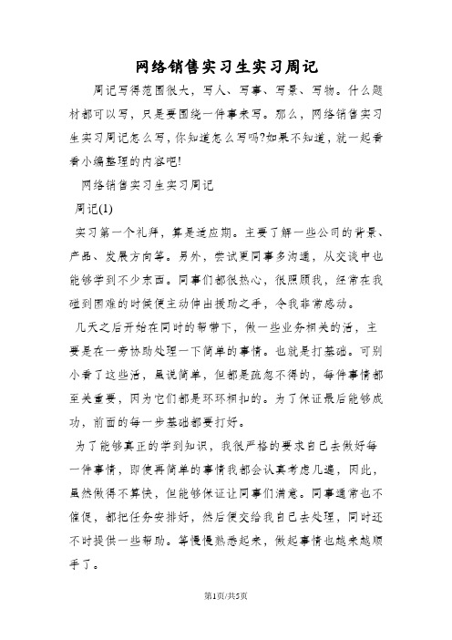 网络销售实习生实习周记