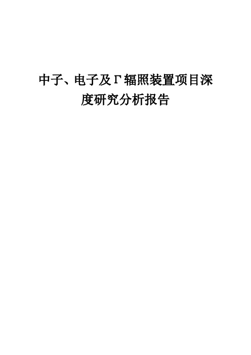 2024年中子、电子及Γ辐照装置项目深度研究分析报告