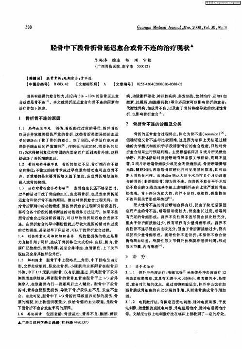 胫骨中下段骨折骨延迟愈合或骨不连的治疗现状
