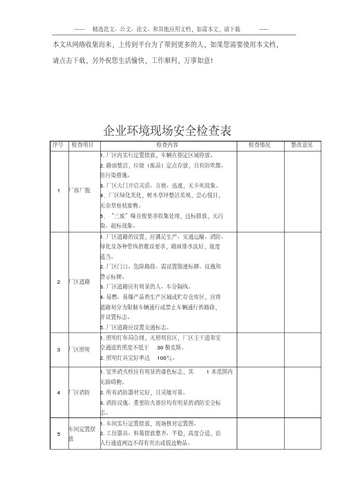 企业环保现场安全检查表