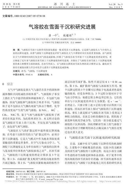 气溶胶在雪面干沉积研究进展_唐一平