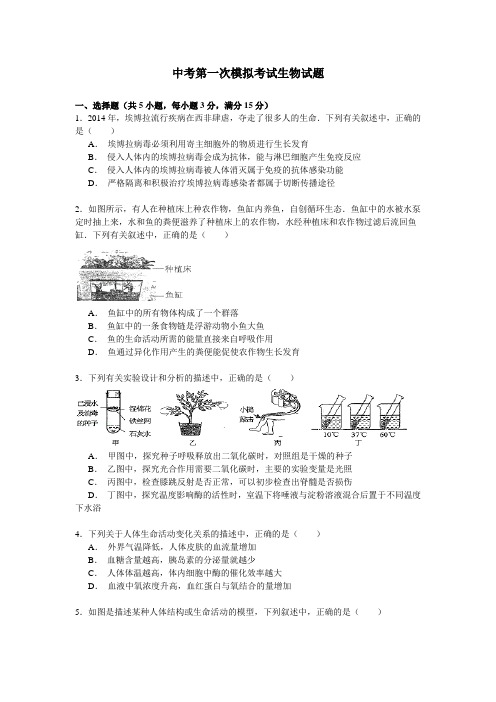 【3套试卷】潍坊市中考模拟考试生物精选