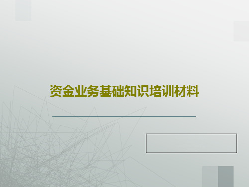 资金业务基础知识培训材料35页PPT