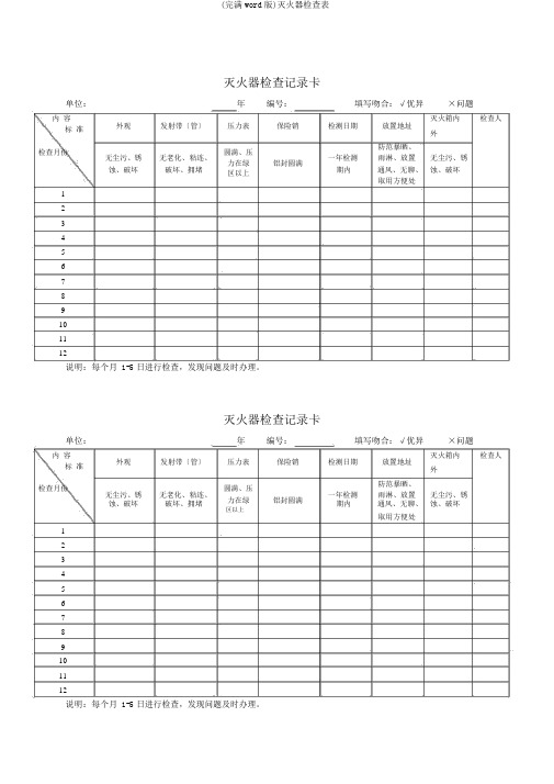 (完整word版)灭火器检查表