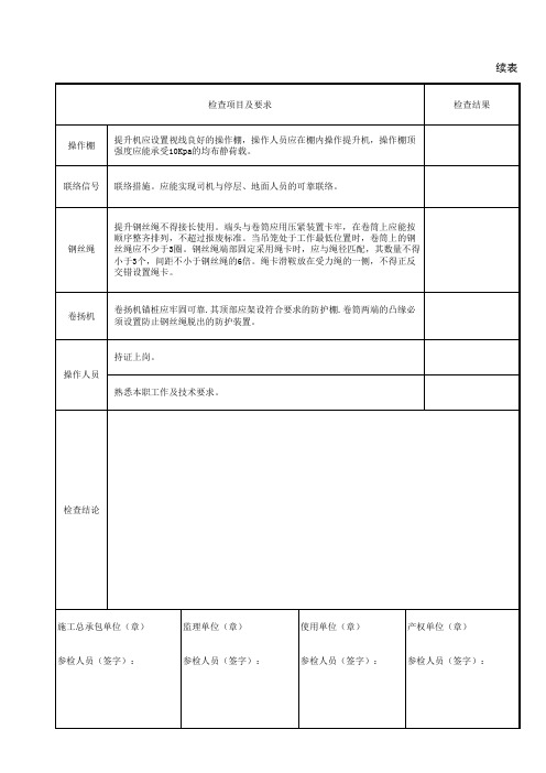 LJA-C9-7-3 物料提升机每月检查表