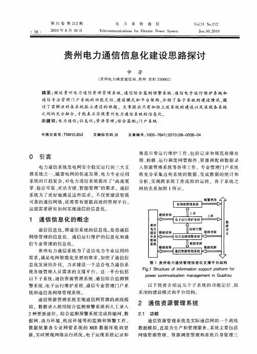 贵州电力通信信息化建设思路探讨