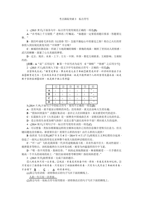 中考语文考点练习 病句辨析与修改与标点符号