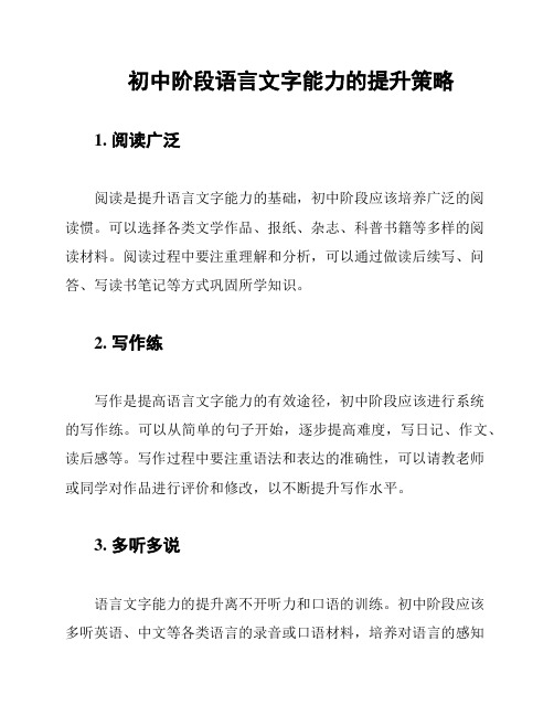 初中阶段语言文字能力的提升策略