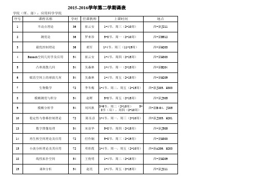 2015-2016学年第二学期课表-应科