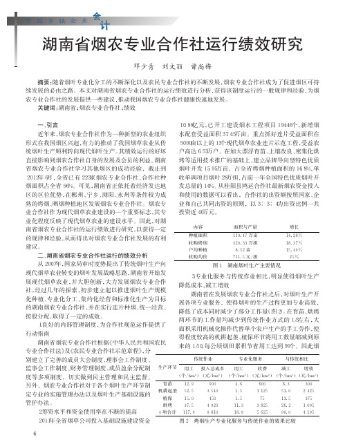 湖南省烟农专业合作社运行绩效研究