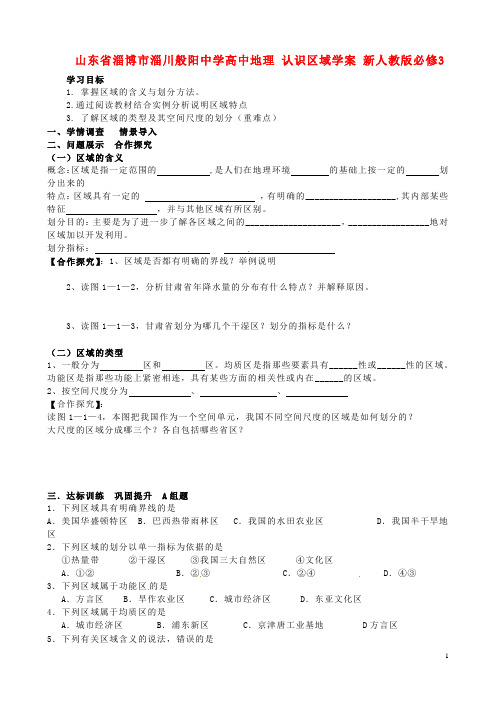 山东省淄博市淄川般阳中学高中地理 认识区域学案 新人