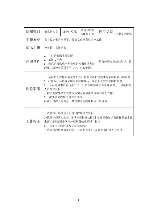 消毒供应室岗位说明书(2022年)