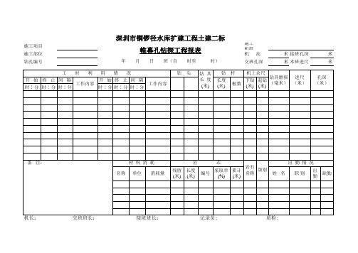 钻探工程班报表