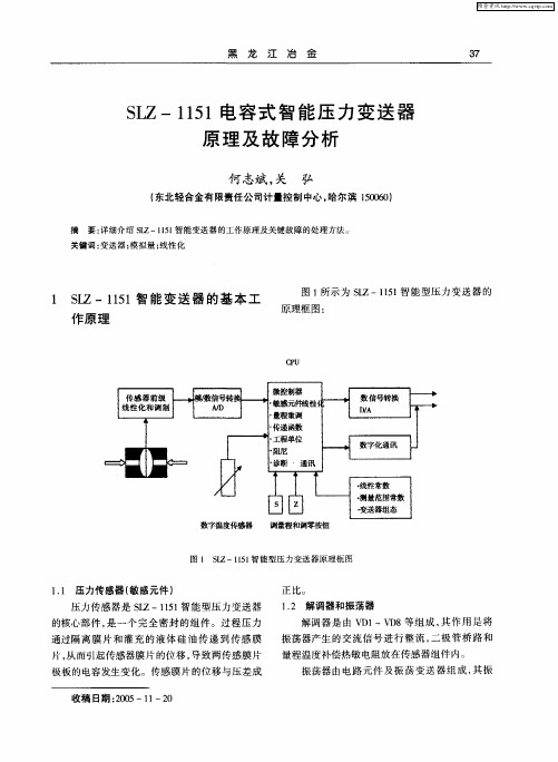 SLZ-1151电容式智能压力变送器原理及故障分析