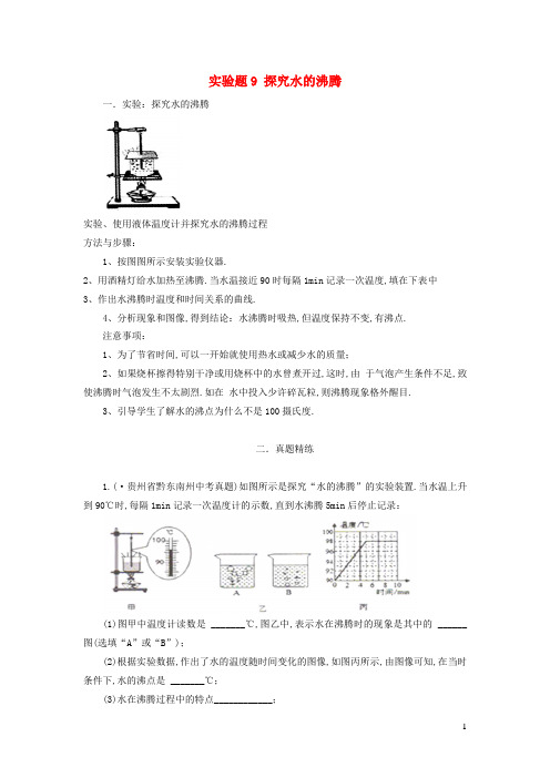 中考物理实验精练精解专题实验题9探究水的沸腾含解析