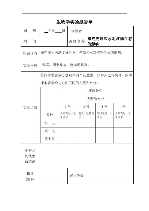 生物学实验报告单